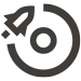Icon representing a rocket orbiting a planet