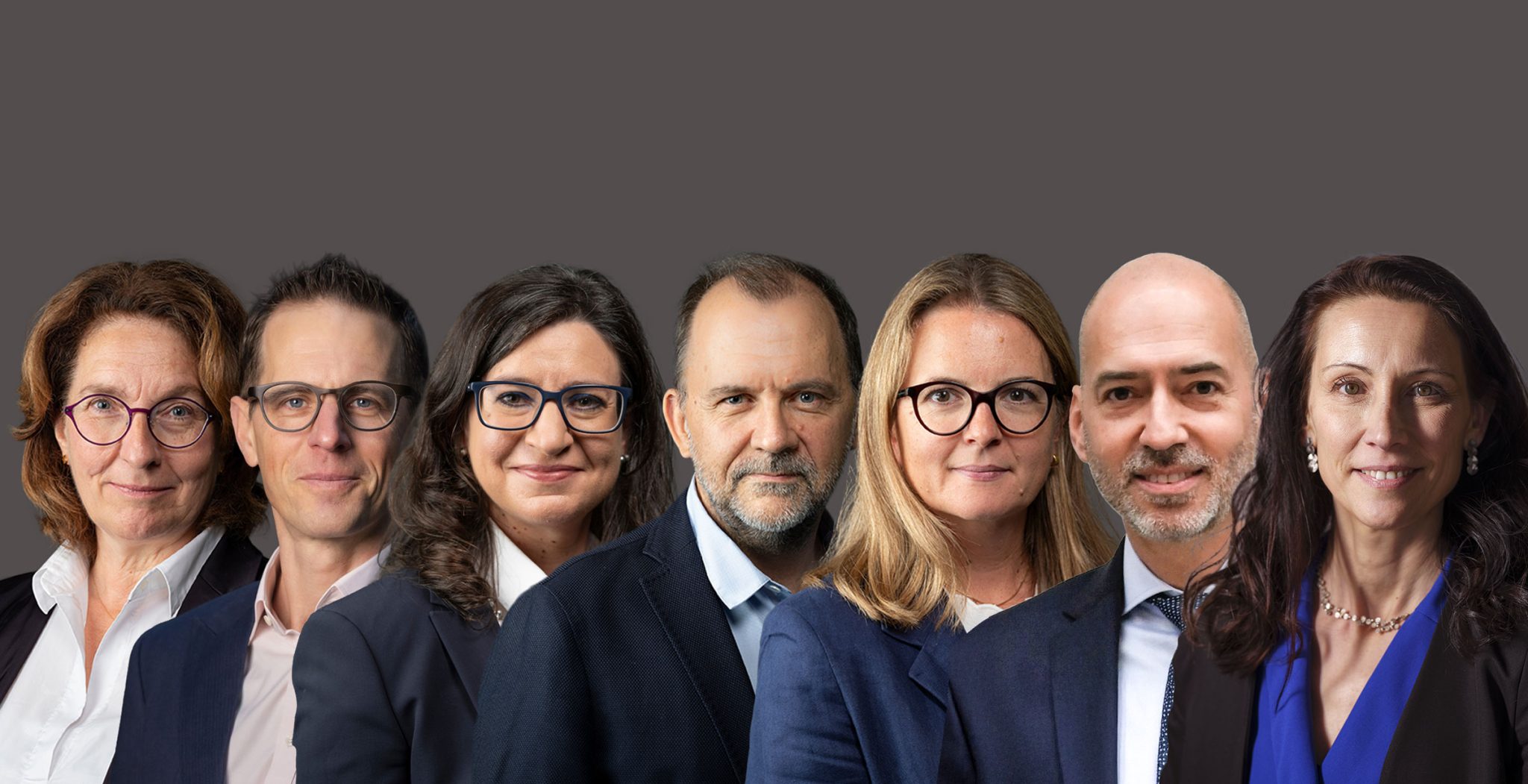 Photo of the EPFL Direction. From left to right: Françoise Bommensatt, Adrian Wägli, Marianne Wannier, Edouard Bugnion, Stéphanie P. Lacour, Nicolas Grandjean, Anna Fontcuberta i Morral © EPFL / Nicolas Righetti, Lundi13, 2024-2026