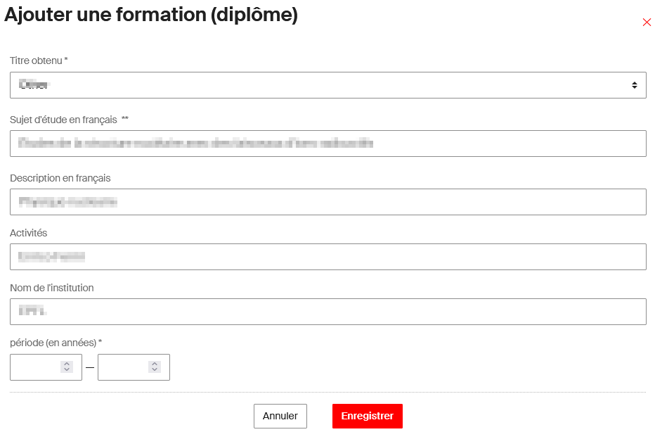 Ajouter une formation sur son profil people