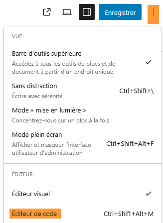 Wordpress: éditeur de code