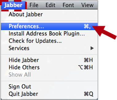 Options Jabber Mac