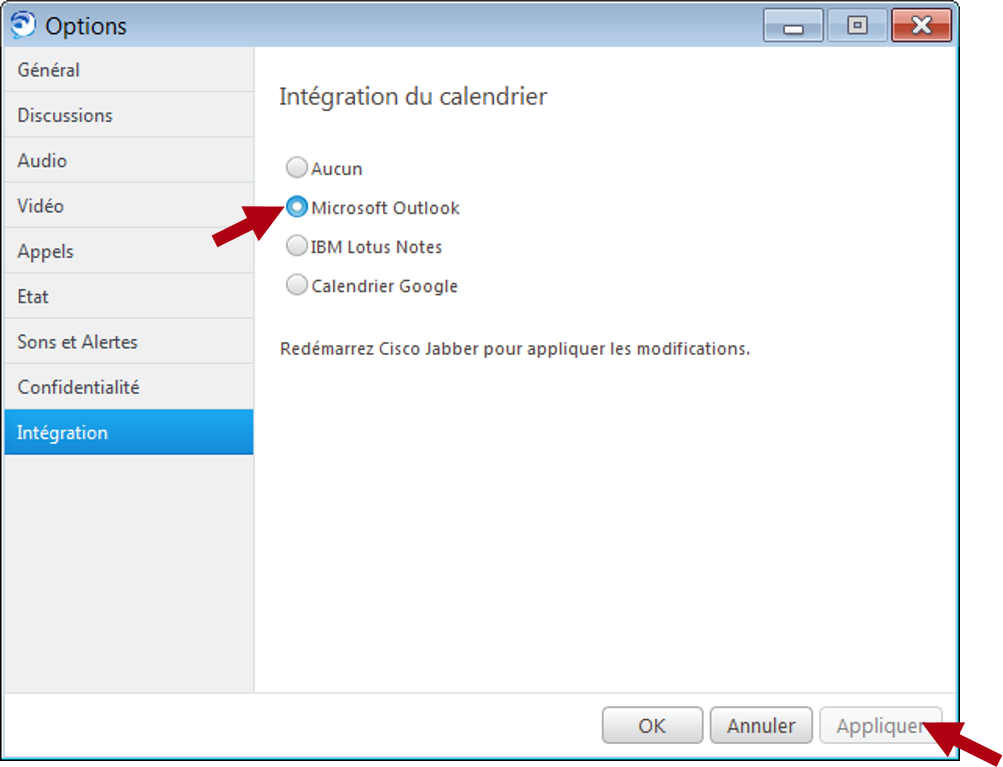 Printscreen Intégration avec Outlook