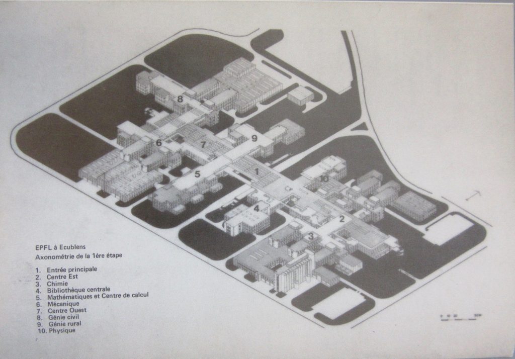 Axonométrie des bâtiments de l’EPFL