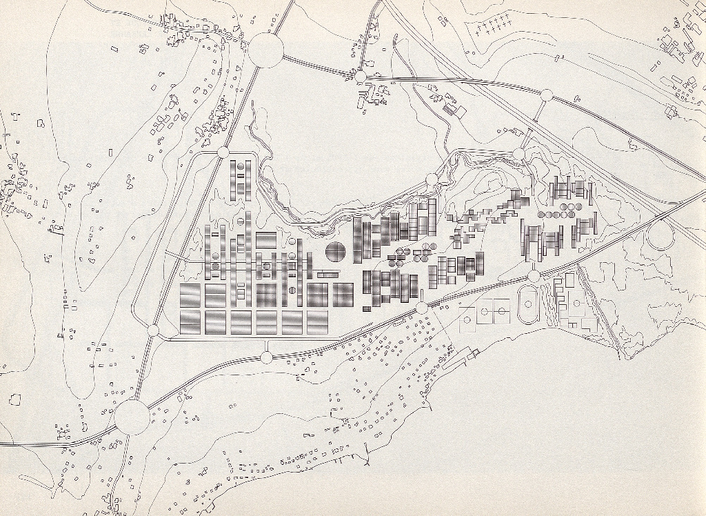Ce plan directeur montre l’implantation dans son ensemble de l’Université à Dorigny et de l’EPFL à Ecublens en 1967.