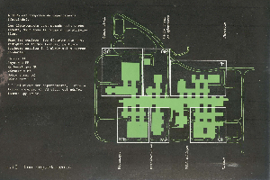 Plan dessiné en vert sur fond noir avec les bâtiments GC, GR, PH, ME, MA et CH encadrés en blanc.
