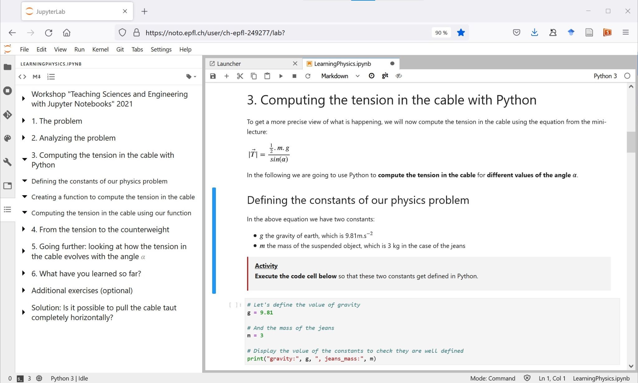 Structuring a notebook content with titles, highlighting important information and using the table of content pane in JupyterLab.