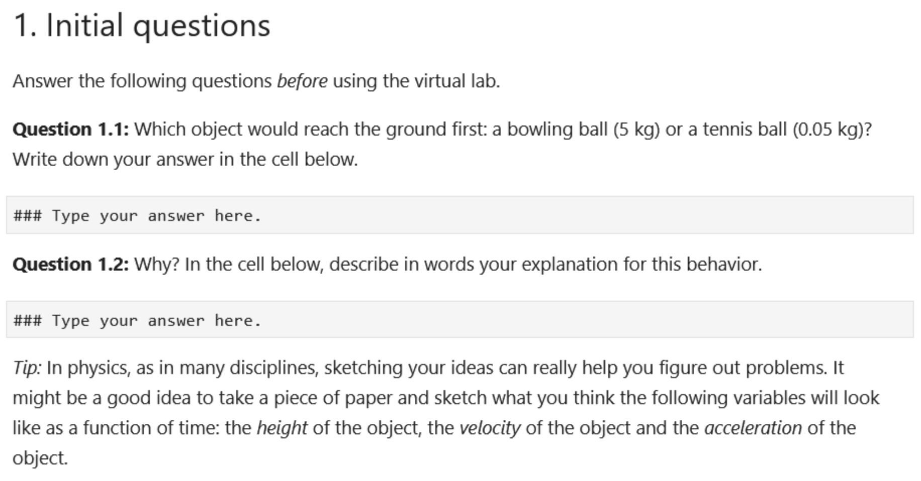 Jupyter notebook: Using raw cells to encourage students to take notes in a notebook