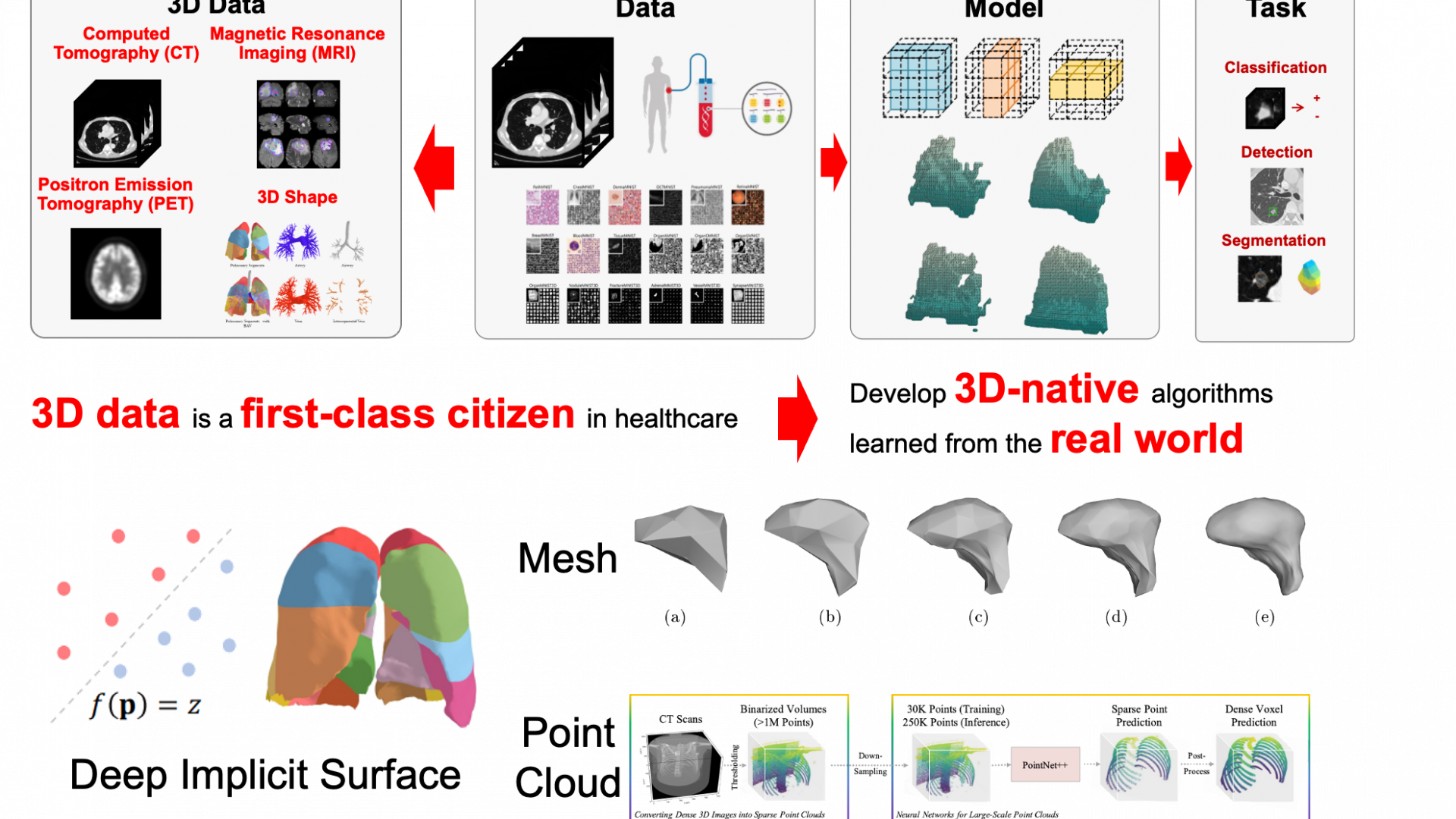 Examples of 3D Medical Image Analysis beyond Voxels