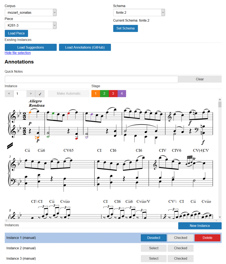 Screenshot of the annotation web application with schema suggestions from the schema matcher.