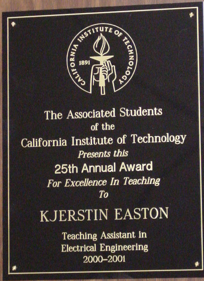 Caltech teaching award to Kjerstin Easton