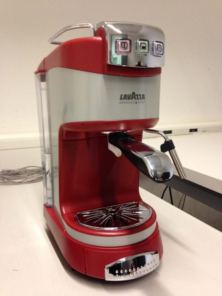 A warm welcome to a special new lab member! (Nov 28 2013). At the ready to gladly brew delicious Lavazza coffee at any time, the Guzzini Espresso machine is poised to improve life in the GräffLab significantly. | © EPFL