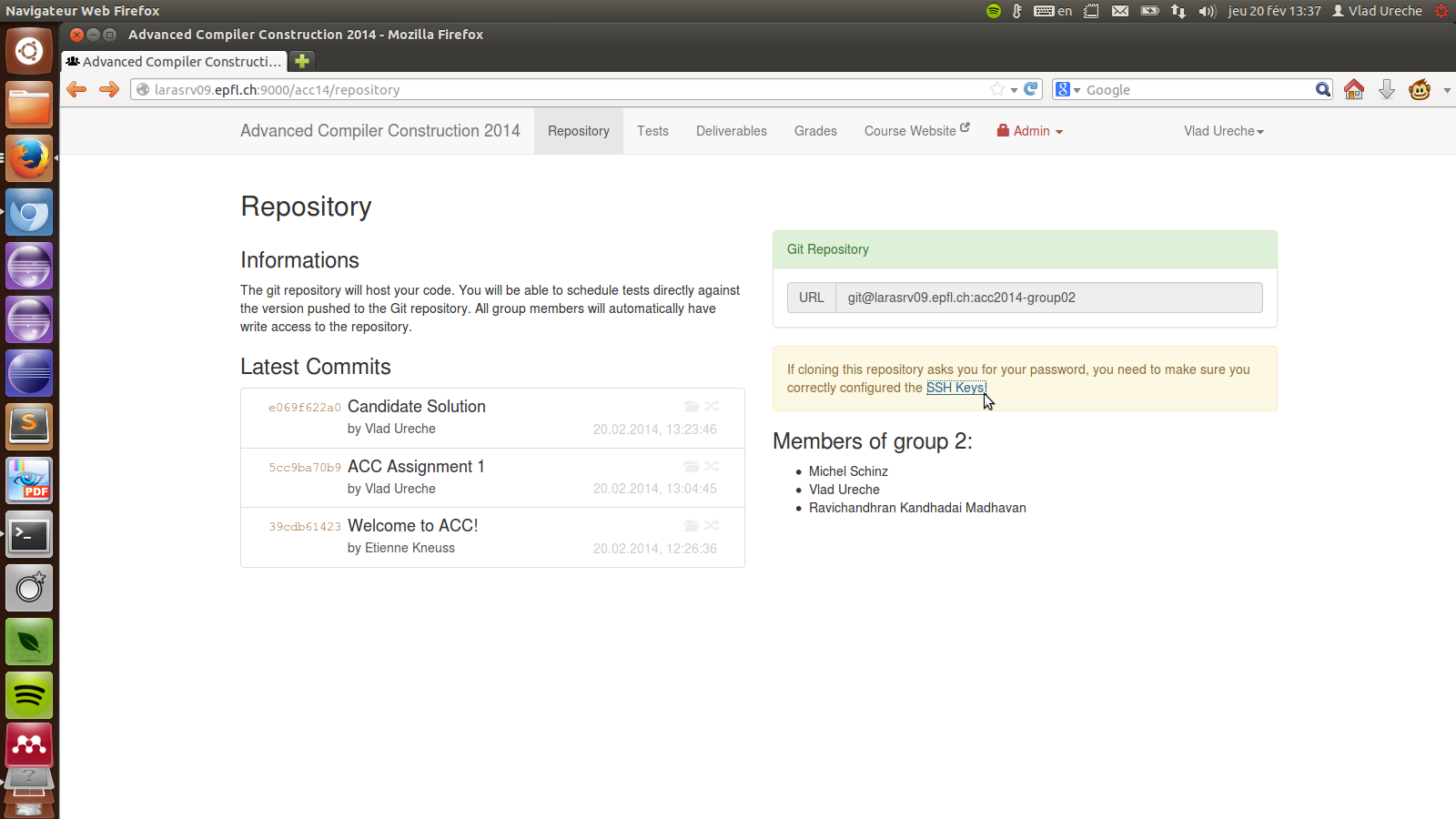 git interface ssh key button