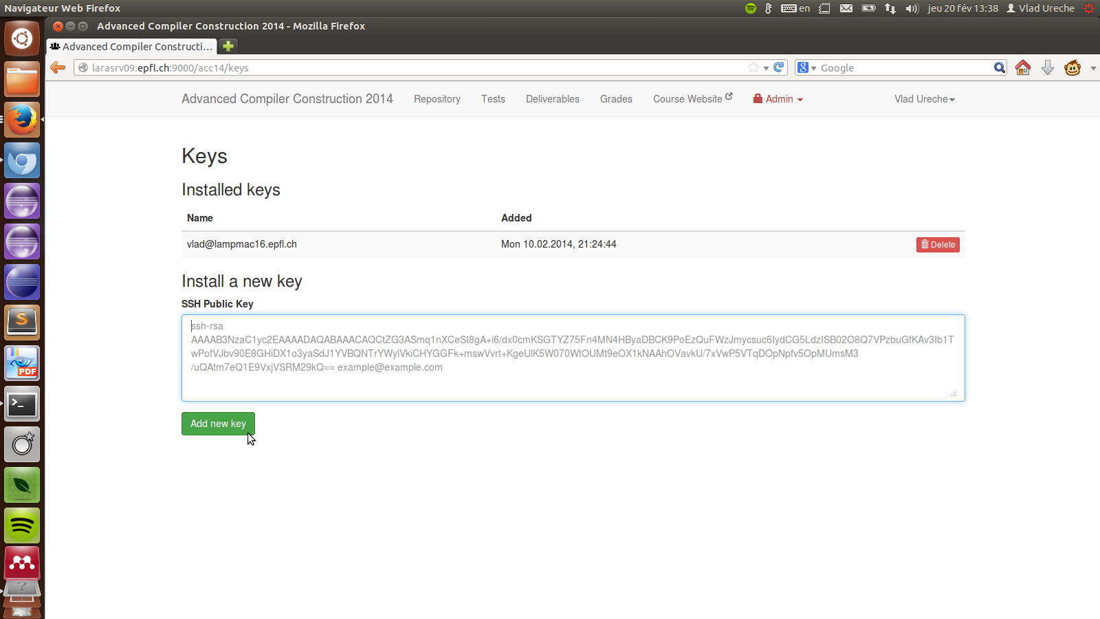 git interface ssh keys