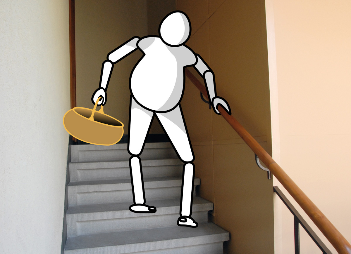 LMAM figurine on a staircase