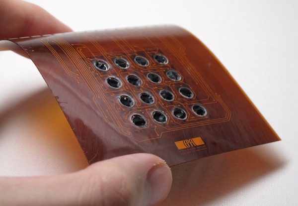 16 taxel haptic display, combining flexible DEAs and TFTs, work at EPFL-LMTS