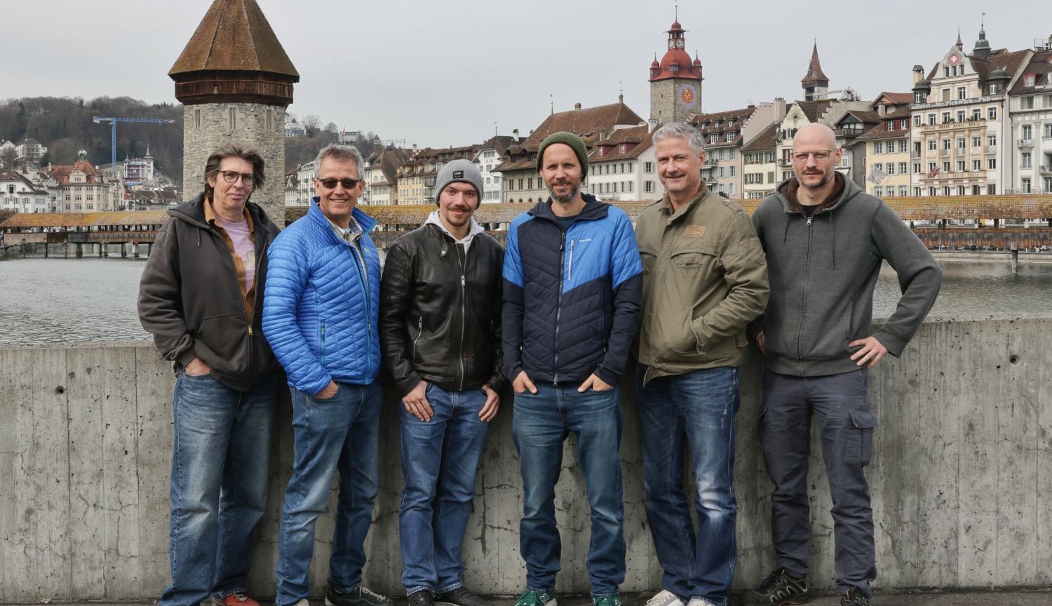 The GIS technical team, from left to right: Frédérique Dubugnon, François Perrin, Luca Mari, Gilles Guignet, Serge Despont and Gregory Spirlet © 2025 GIS EPFL