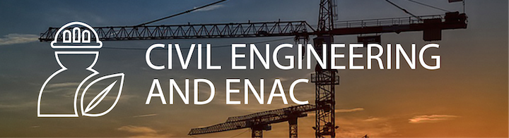 A construction crane in the sunset with the title "Civil Engineering and ENAC" on the foreground.