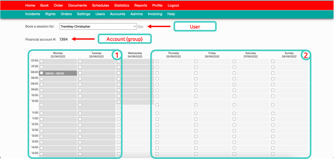 Interactive booking page