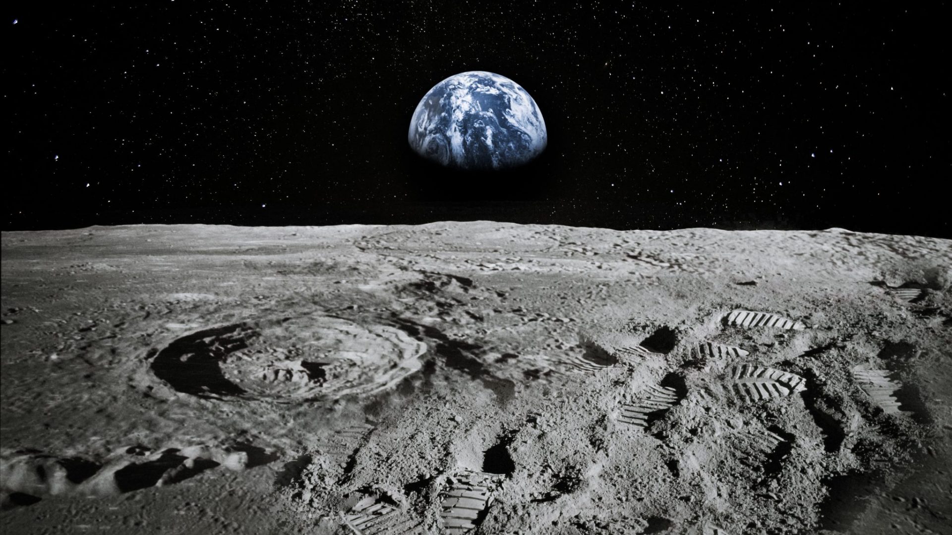 Vue d'artiste de la terre depuis la Lune © iStock